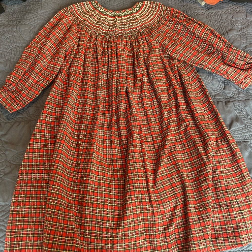 Red Plaid Long Sleeve Dress